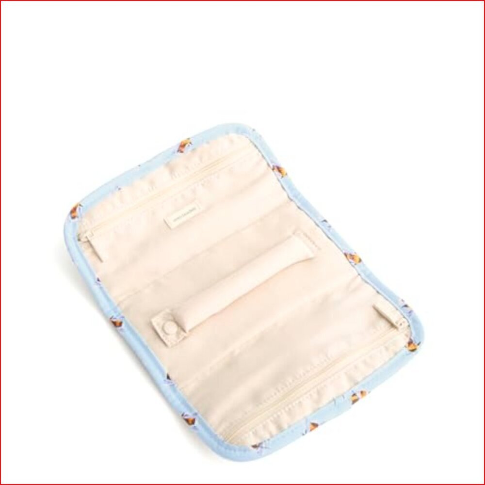 Premium Cotton Jewelry Roll with Zip Compartments and Soft Lining - Picture 2 of 3